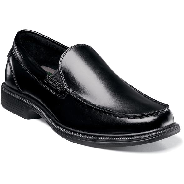 Clearance Shoes | Black Moc Toe Slip On | Nunn Bush Beacon Street