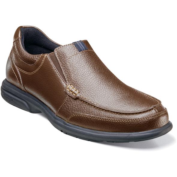 Men's Casual Shoes | Brown Tumbled Moc Toe Oxford | Nunn Bush Cam