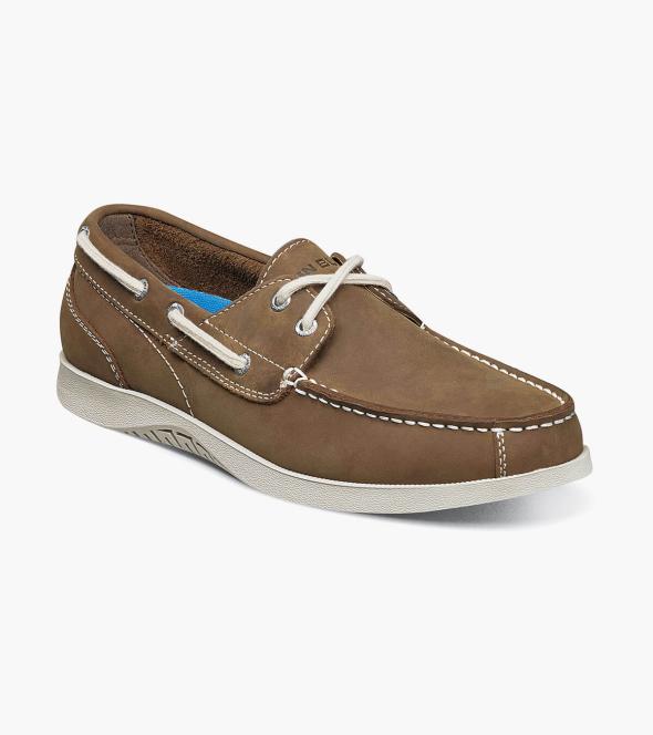 Men's Casual Shoes | Charcoal Moc Toe Boat Shoe | Nunn Bush Bayside