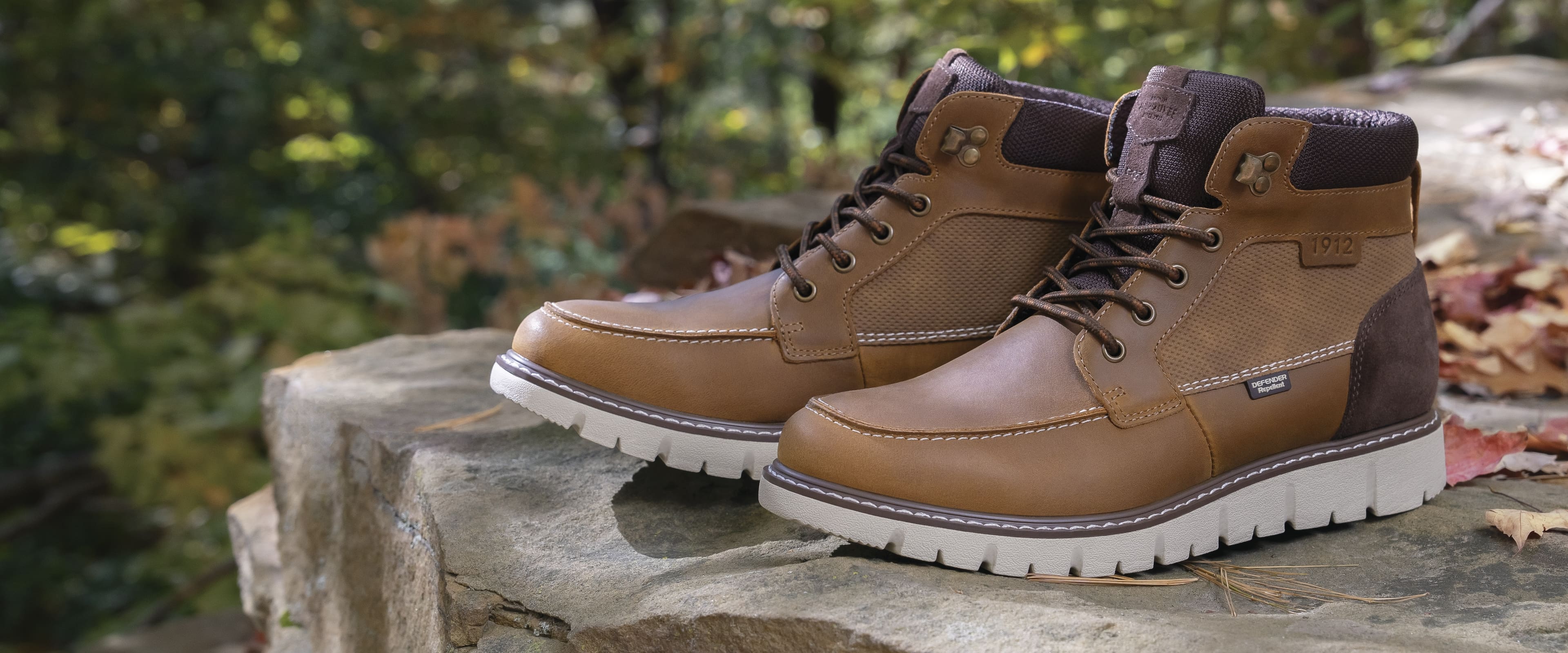 Shop Nunn Bush new arrivals featuring the Karnak Moc Toe Boot in tan.