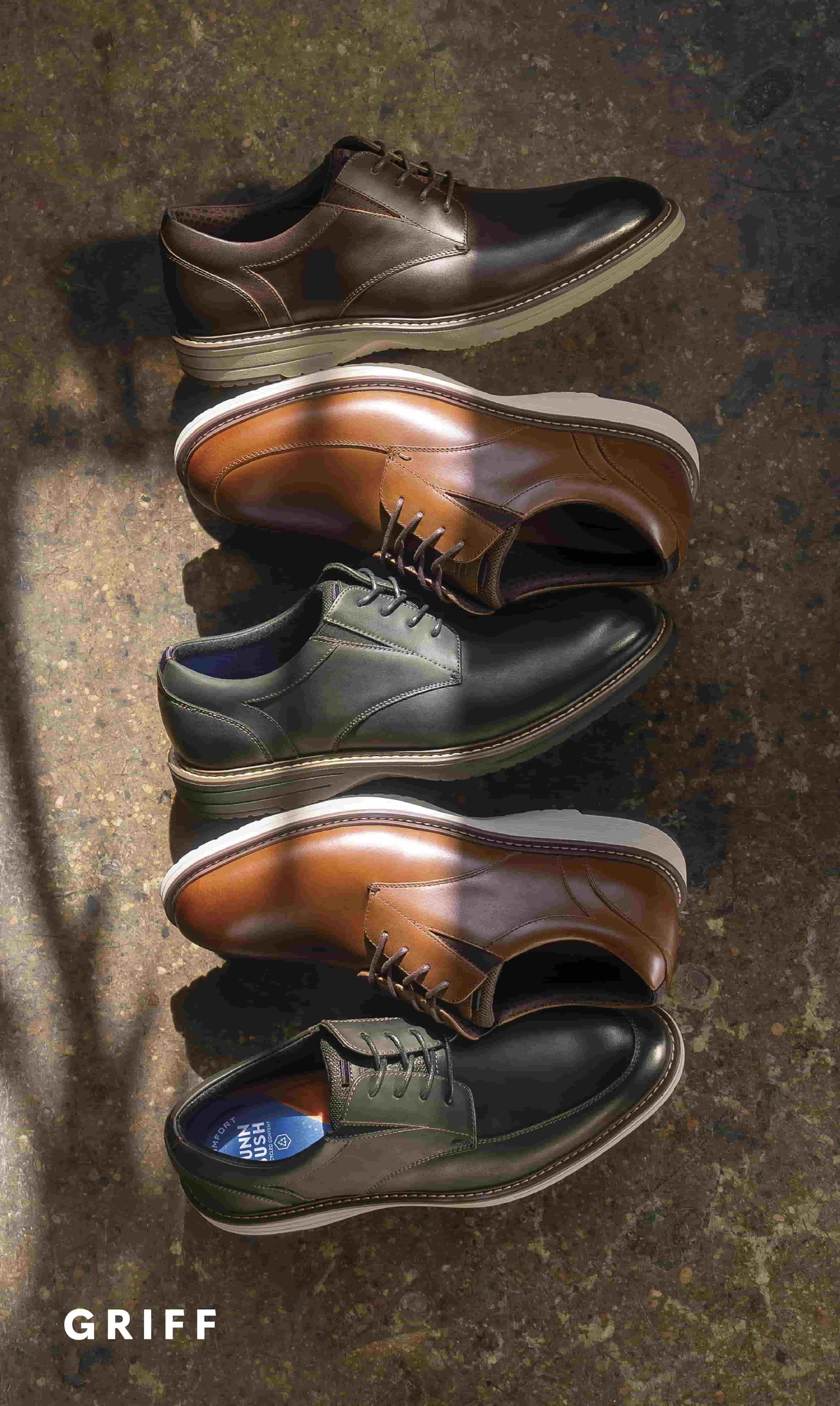 Men's Casual Shoes category. Image features the Griff collection.