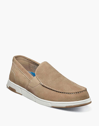 Luca Suede Moc Toe Venetian Slip On in Stone for $90.00