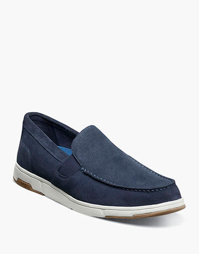 Luca Suede Moc Toe Venetian Slip On in Navy for $90.00